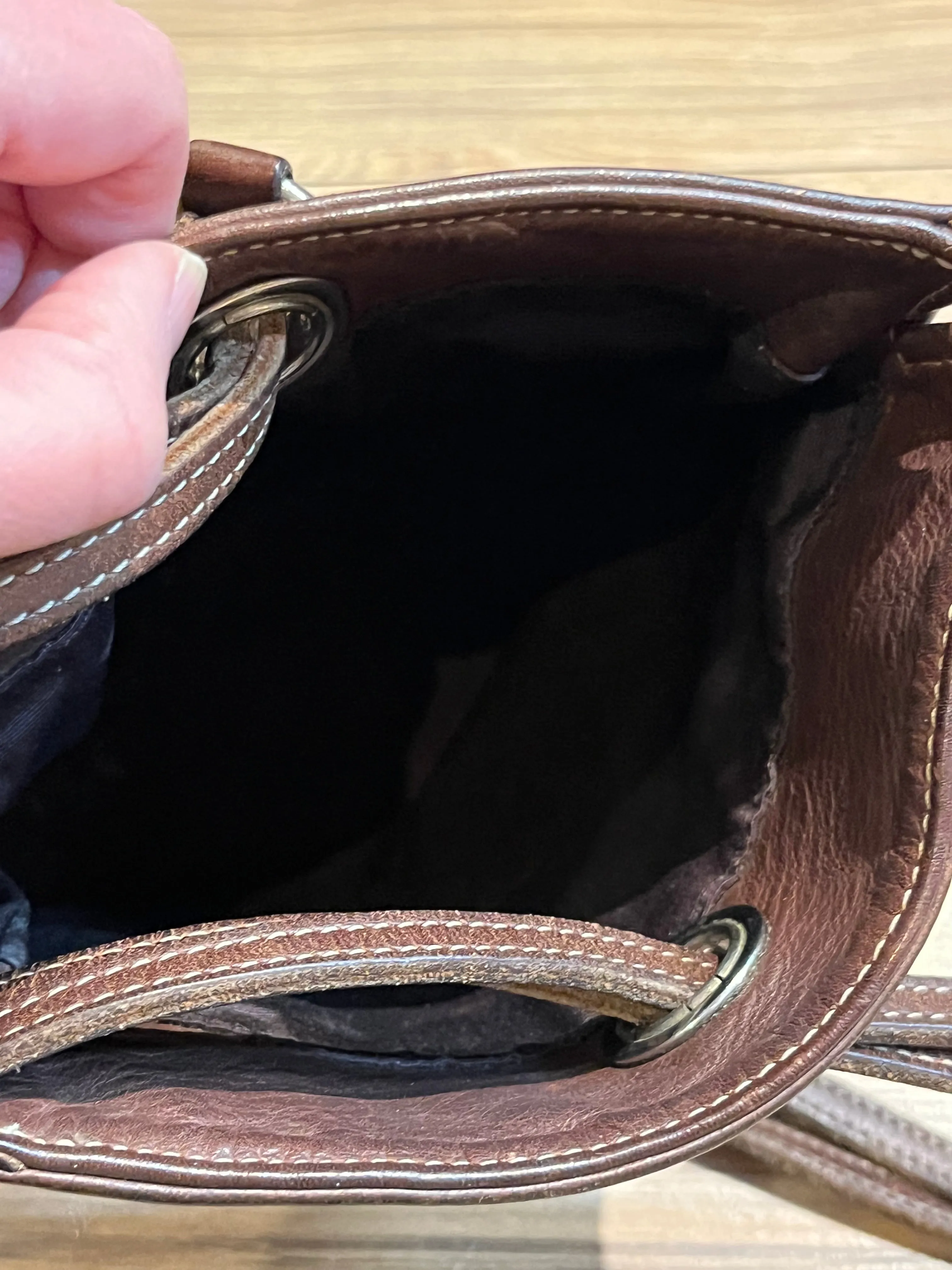 Vintage Roots Brown Leather Crossbody/ Knapsack, Made in Canada