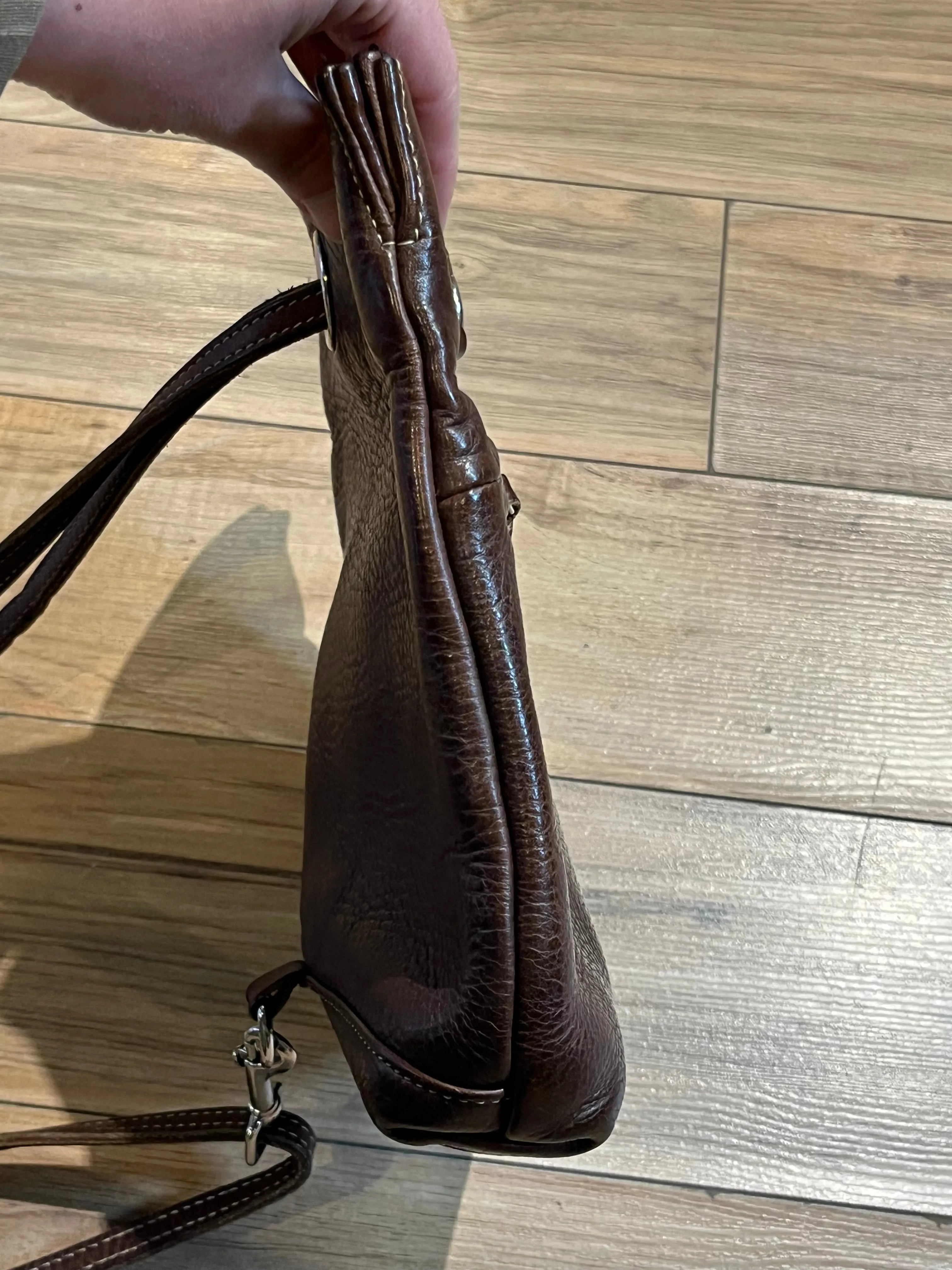 Vintage Roots Brown Leather Crossbody/ Knapsack, Made in Canada