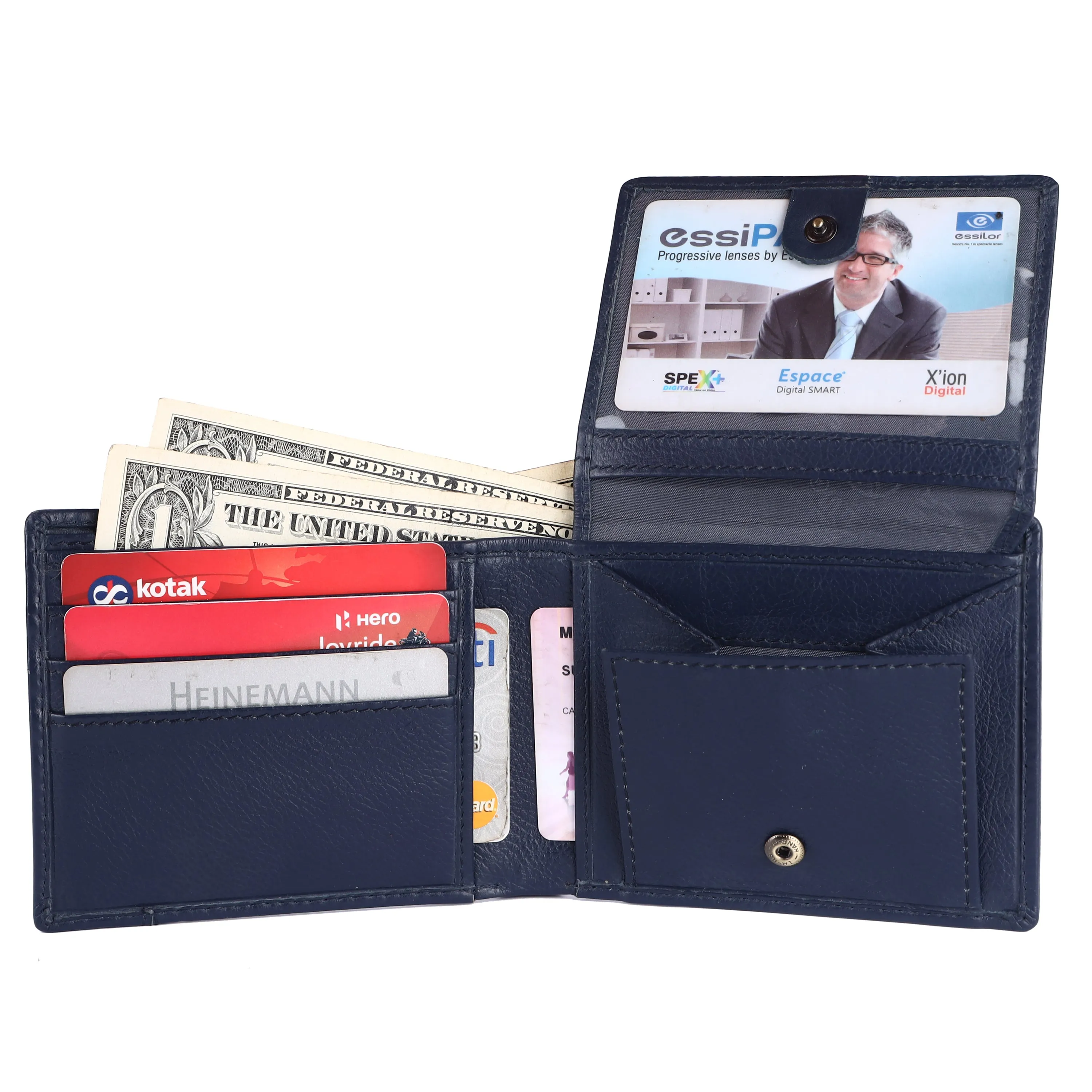 Wallet for Men - Blue | Genuine Leather Bifold Money Wallet | RFID Protected Wallets for Men| 6 ATM