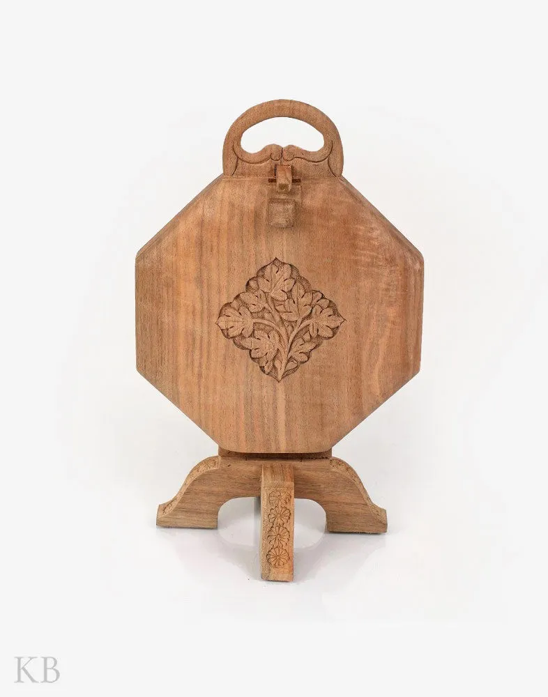 Walnut Wood Floral Cake Stand