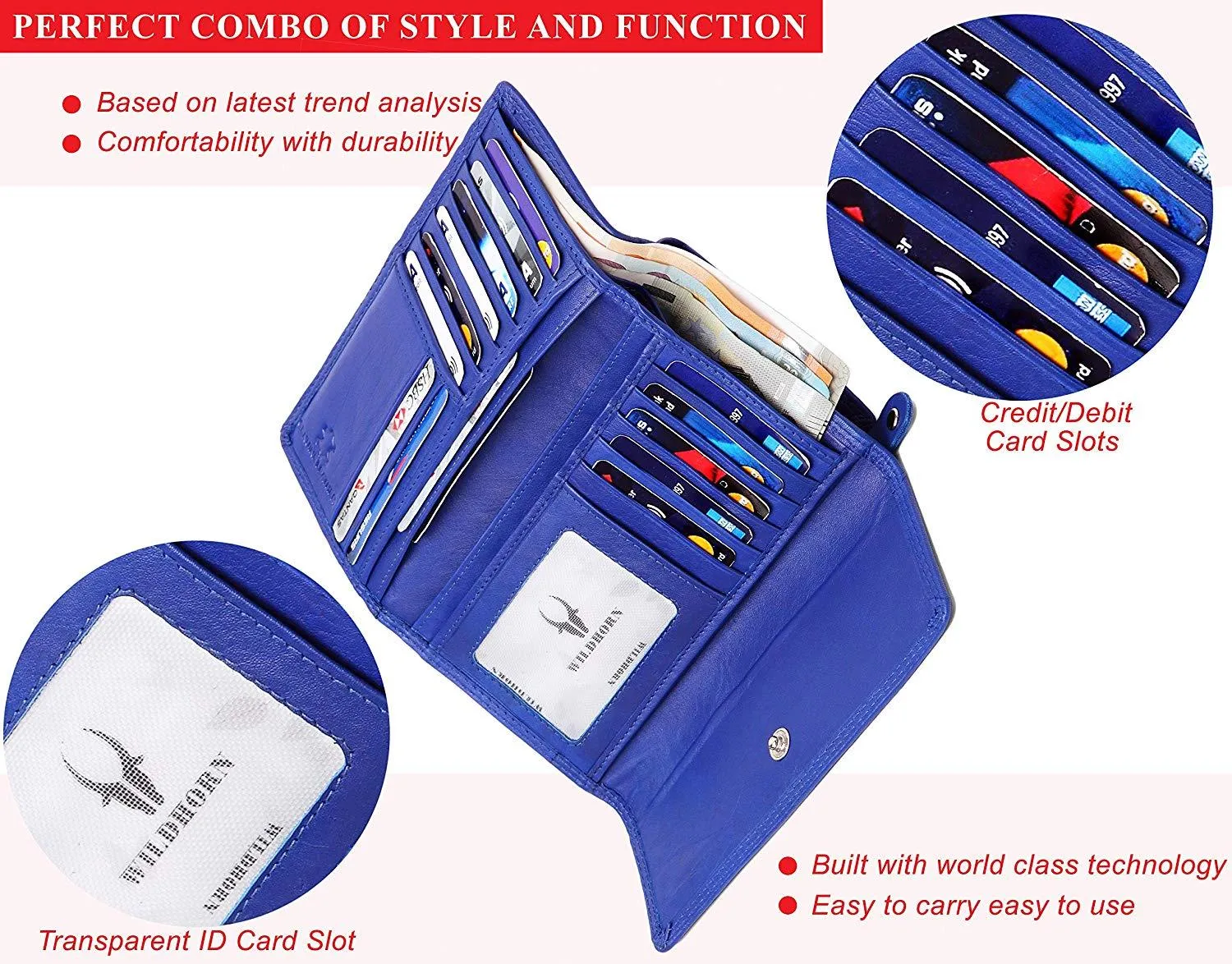 WildHorn Emily RFID PROTECTED Genuine Leather Wallet for Women stylish|Purse for Women/Girls