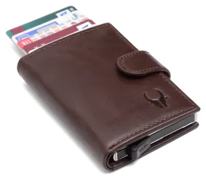 WildHorn® RFID Protected Unisex Genuine Leather Card Holder (Brown Crunch)