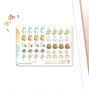 Winter Crisp - Watercolor Planner Stickers MINI - House Chores