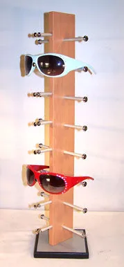 WOODEN BROWN 8 PAIR SUNGLASS DISPLAY RACK  (Sold by the piece) *- CLOSEOUT NOW $18.00 EA