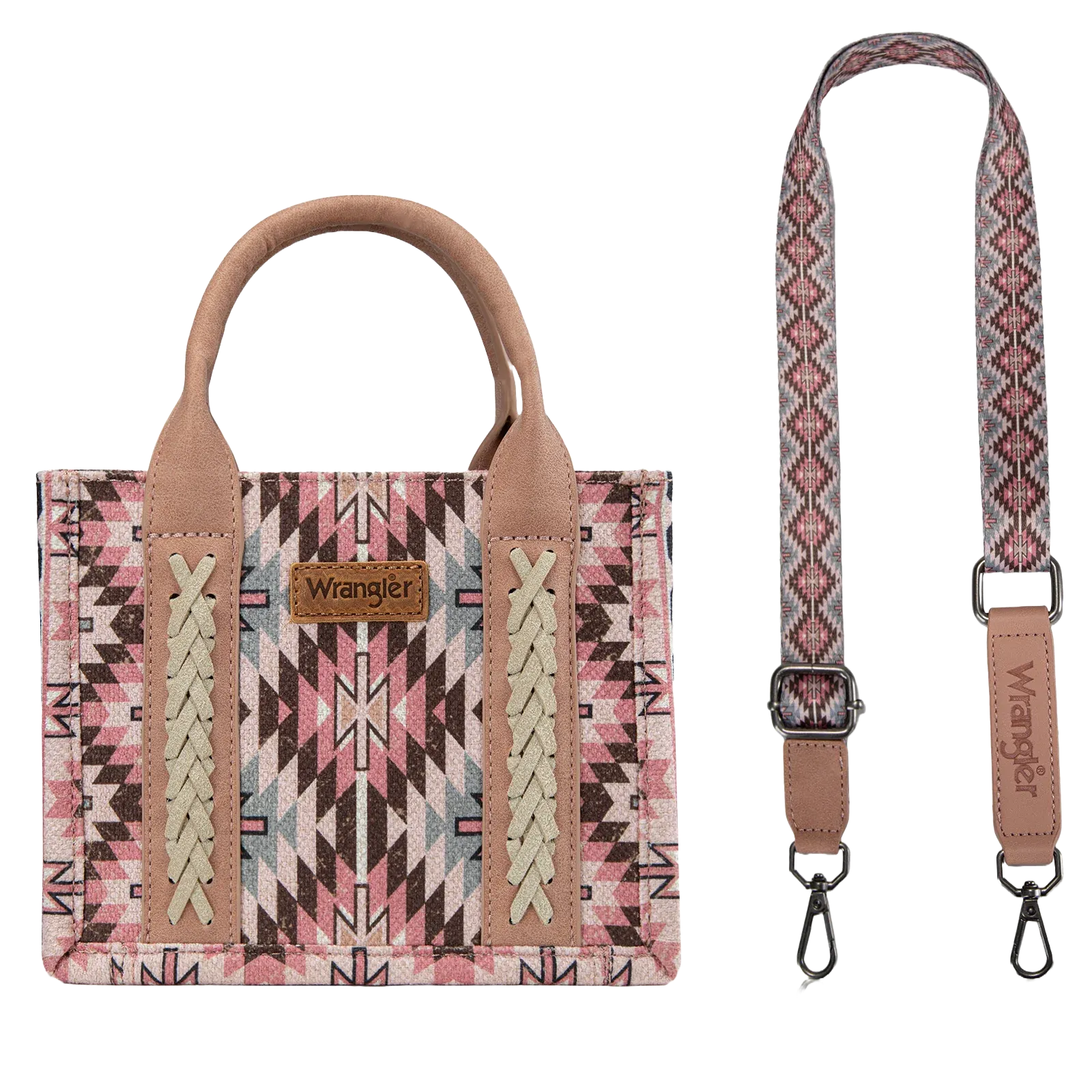 Wrangler Ladies Southwestern Print Dark Pink Mini Tote Crossbody Bag WG2213-8866SDPK