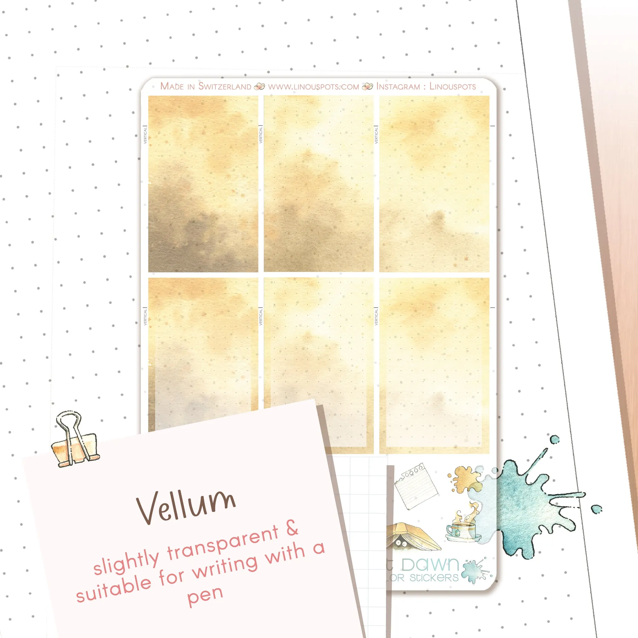 Writing At Dawn - Watercolor Planner Stickers - 1,5’’ Fullboxes Brown