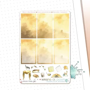 Writing At Dawn - Watercolor Planner Stickers - 1,5’’ Fullboxes Brown