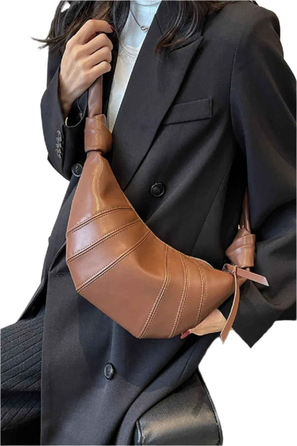 Zenana Vegan Leather Croissant Crossbody Bag