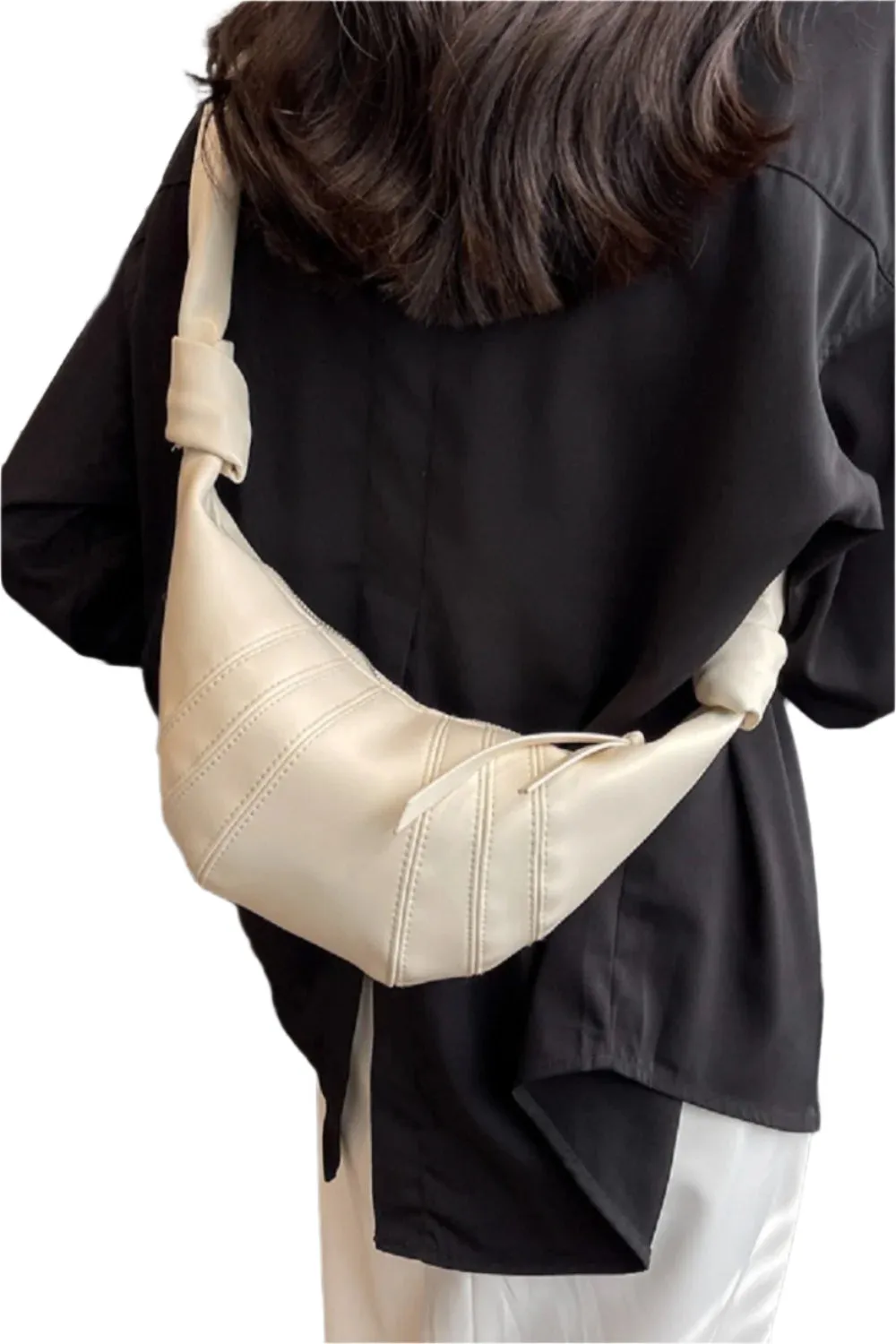 Zenana Vegan Leather Croissant Crossbody Bag
