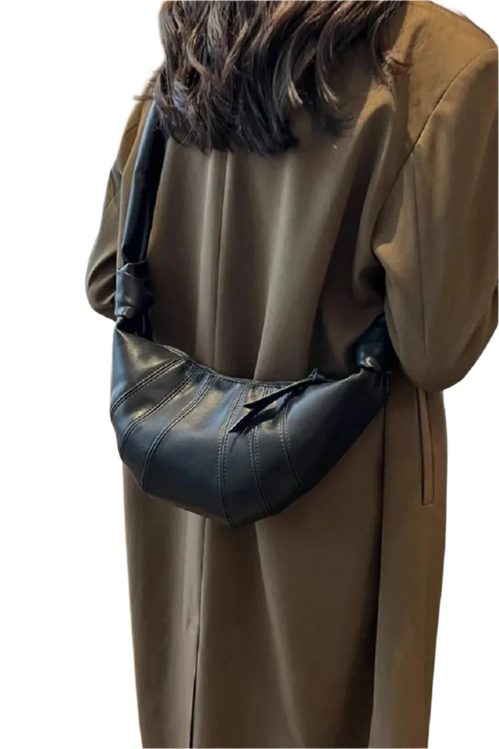 Zenana Vegan Leather Croissant Crossbody Bag