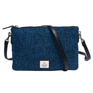 Zip Purse Bag Blue Harris Tweed
