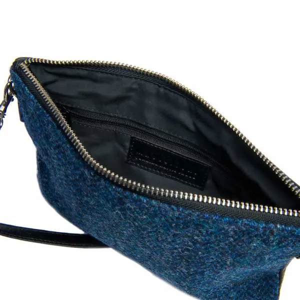 Zip Purse Bag Blue Harris Tweed